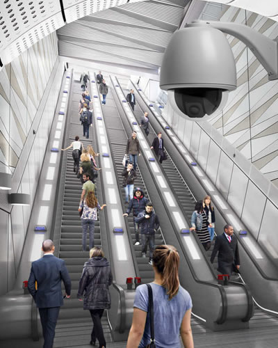 cámara cctv en espacio público